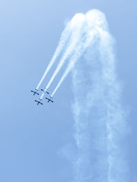 Low angle view of airplane flying in sky