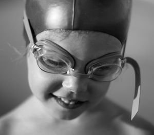 Close-up of girls in swimming goggles