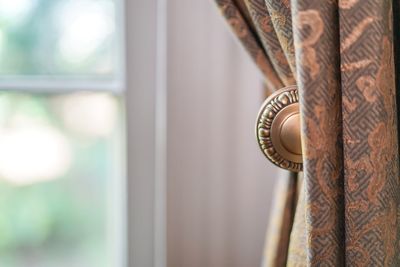 Close-up of curtain at home