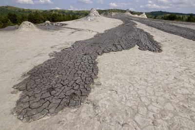 Shadow of man on desert land