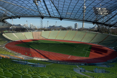 View of soccer field against sky