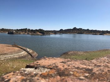 Scenic view of river against clear sky