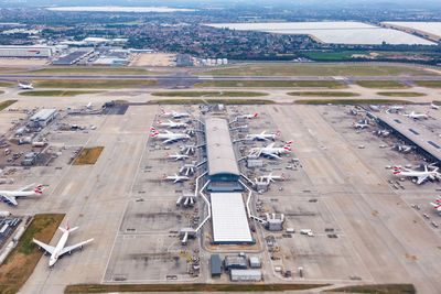 High angle view of airport runway