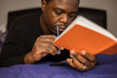 Man using digital tablet