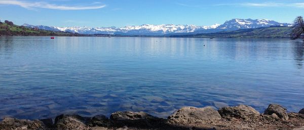 Scenic view of lake against sky