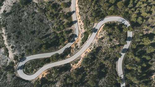 Winding road of the high mountain pass. drone aerial view.