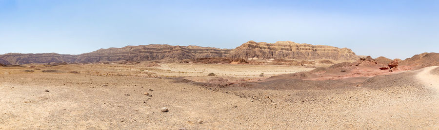 Scenic view of arid landscape against clear sky