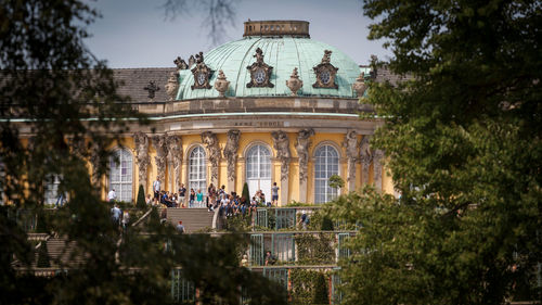 Low angle view of statue in city