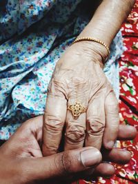 Midsection of woman with hands