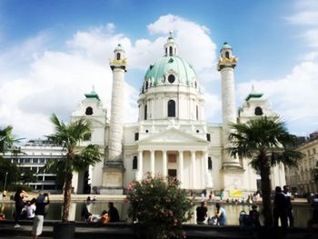 Low angle view of cathedral against cloudy sky