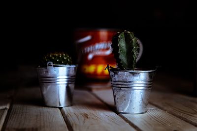 Close-up of glass of jar on table