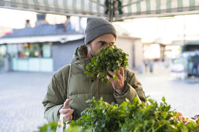 Man shopping at market