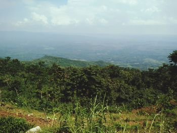 Scenic view of landscape against cloudy sky