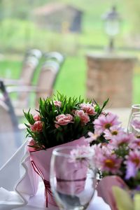 Close-up of flower pot on table