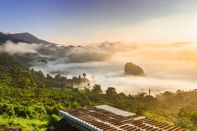 Scenic view of mountains against sky