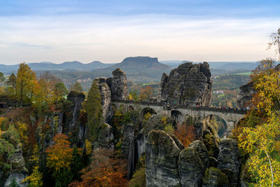 Panoramic view of bridge against sky