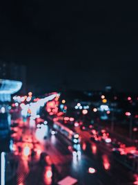 High angle view of traffic on road at night