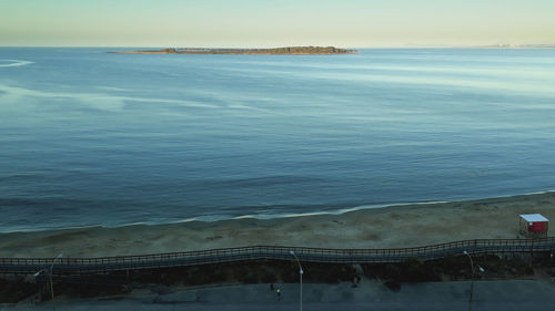 High angle view of beach against sky