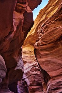 Low angle view of rock formations