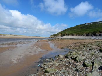 Scenic view of beach against sky