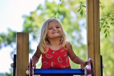 Portrait of girl smiling at playground