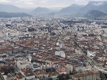 High angle view of townscape against sky