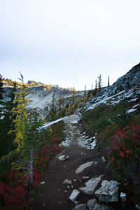 Scenic view of mountains against clear sky