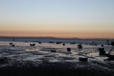 Scenic view of sea at sunset