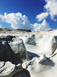 Scenic view of landscape against sky during winter