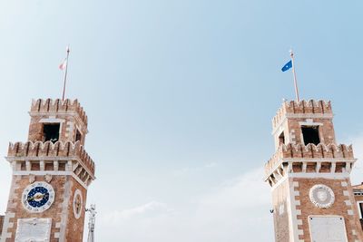 Low angle view of clock tower