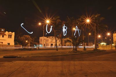 Illuminated city at night