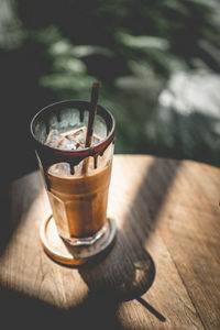 Close-up of coffee cup on table