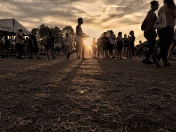 People at town square during sunset