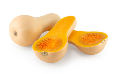 Close-up of orange against white background