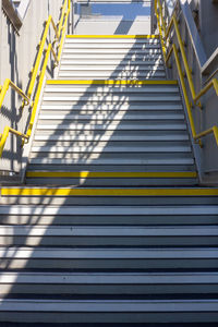 High angle view of yellow staircase