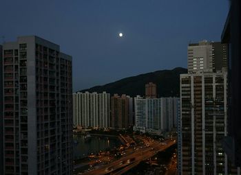 Illuminated buildings at night