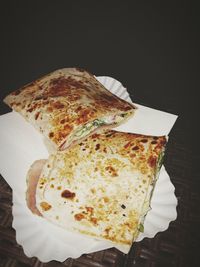 Close-up of bread in plate on table