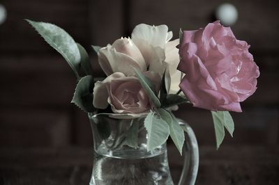 Close-up of rose bouquet in a vase
