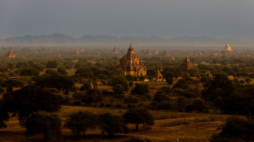 Temples with mountain in background