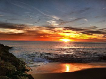 Scenic view of sea at sunset