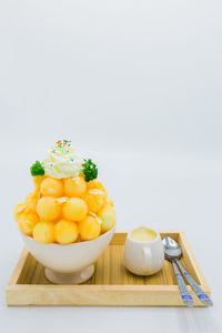 Close-up of ice cream on table