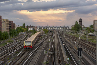 High angle view of railroad tracks