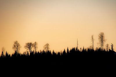 Silhouette trees against sky during sunset