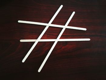 High angle view of red wooden wall