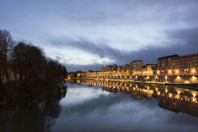 Reflection of buildings in river
