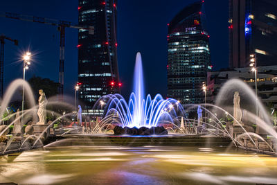 Illuminated city at night