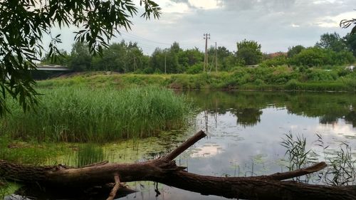 Scenic view of lake against sky