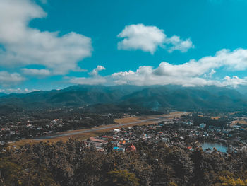 High angle view of townscape against sky