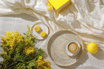 High angle view of food on table