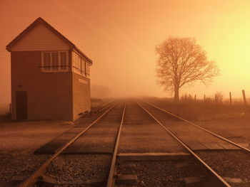 Railroad track at sunset